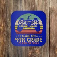 Game On 4Th Grade Gamer Class Of 2028 Vintage Sunset Cute Gift Coaster