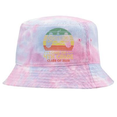 Game On 4Th Grade Gamer Class Of 2028 Vintage Sunset Cute Gift Tie-Dyed Bucket Hat