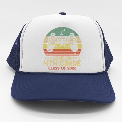 Game On 4Th Grade Gamer Class Of 2028 Vintage Sunset Cute Gift Trucker Hat