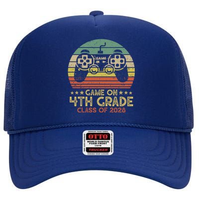 Game On 4Th Grade Gamer Class Of 2028 Vintage Sunset Cute Gift High Crown Mesh Back Trucker Hat