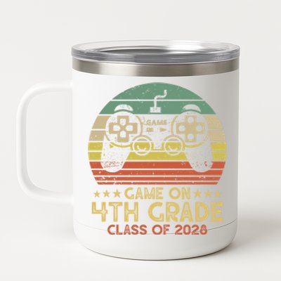 Game On 4Th Grade Gamer Class Of 2028 Vintage Sunset Cute Gift 12 oz Stainless Steel Tumbler Cup