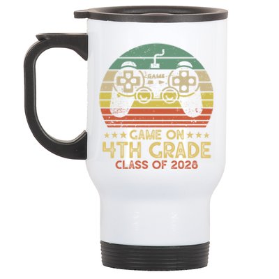 Game On 4Th Grade Gamer Class Of 2028 Vintage Sunset Cute Gift Stainless Steel Travel Mug