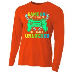 Game On 4Th Grade Unlocked Video Game Lover 100Th Days Gift Cooling Performance Long Sleeve Crew