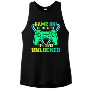 Game On 4Th Grade Unlocked Video Game Lover 100Th Days Gift Ladies PosiCharge Tri-Blend Wicking Tank