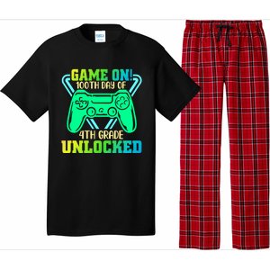 Game On 4Th Grade Unlocked Video Game Lover 100Th Days Gift Pajama Set