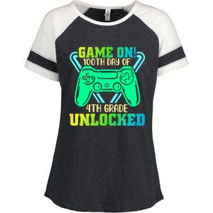 Game On 4Th Grade Unlocked Video Game Lover 100Th Days Gift Enza Ladies Jersey Colorblock Tee