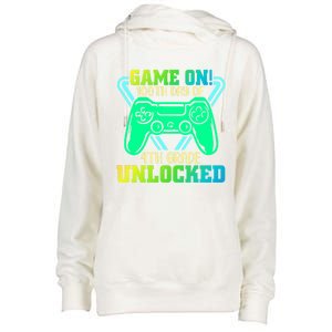 Game On 4Th Grade Unlocked Video Game Lover 100Th Days Gift Womens Funnel Neck Pullover Hood