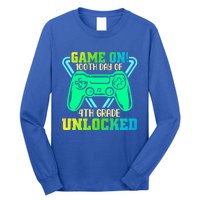 Game On 4Th Grade Unlocked Video Game Lover 100Th Days Gift Long Sleeve Shirt