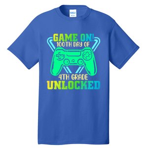 Game On 4Th Grade Unlocked Video Game Lover 100Th Days Gift Tall T-Shirt