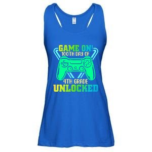 Game On 4Th Grade Unlocked Video Game Lover 100Th Days Gift Ladies Essential Flowy Tank