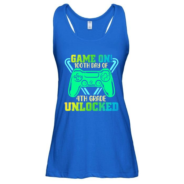 Game On 4Th Grade Unlocked Video Game Lover 100Th Days Gift Ladies Essential Flowy Tank