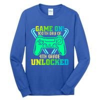 Game On 4Th Grade Unlocked Video Game Lover 100Th Days Gift Tall Long Sleeve T-Shirt