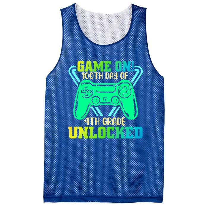 Game On 4Th Grade Unlocked Video Game Lover 100Th Days Gift Mesh Reversible Basketball Jersey Tank