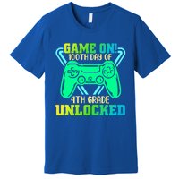 Game On 4Th Grade Unlocked Video Game Lover 100Th Days Gift Premium T-Shirt