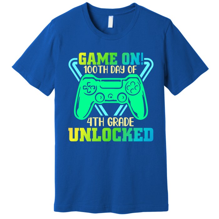 Game On 4Th Grade Unlocked Video Game Lover 100Th Days Gift Premium T-Shirt