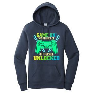 Game On 4Th Grade Unlocked Video Game Lover 100Th Days Gift Women's Pullover Hoodie