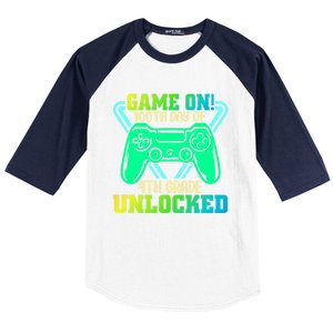 Game On 4Th Grade Unlocked Video Game Lover 100Th Days Gift Baseball Sleeve Shirt