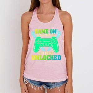 Game On 4Th Grade Unlocked Video Game Lover 100Th Days Gift Women's Knotted Racerback Tank