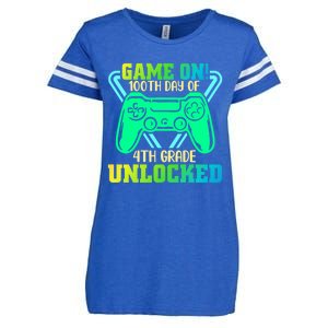 Game On 4Th Grade Unlocked Video Game Lover 100Th Days Gift Enza Ladies Jersey Football T-Shirt