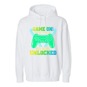 Game On 4Th Grade Unlocked Video Game Lover 100Th Days Gift Garment-Dyed Fleece Hoodie