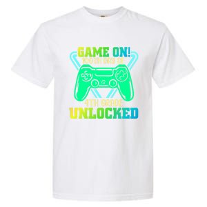 Game On 4Th Grade Unlocked Video Game Lover 100Th Days Gift Garment-Dyed Heavyweight T-Shirt