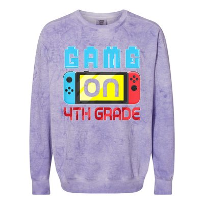 Game On 4th Grade Gaming Gamer Back To School Student Kids Colorblast Crewneck Sweatshirt