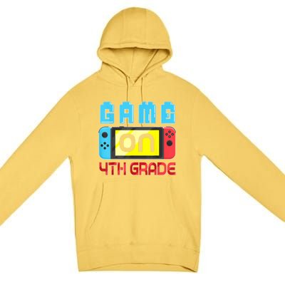 Game On 4th Grade Gaming Gamer Back To School Student Kids Premium Pullover Hoodie