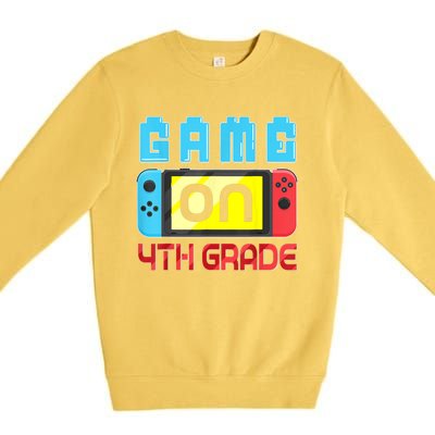 Game On 4th Grade Gaming Gamer Back To School Student Kids Premium Crewneck Sweatshirt