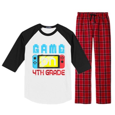 Game On 4th Grade Gaming Gamer Back To School Student Kids Raglan Sleeve Pajama Set