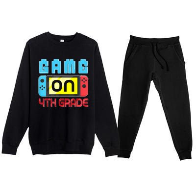 Game On 4th Grade Gaming Gamer Back To School Student Kids Premium Crewneck Sweatsuit Set