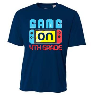 Game On 4th Grade Gaming Gamer Back To School Student Kids Cooling Performance Crew T-Shirt