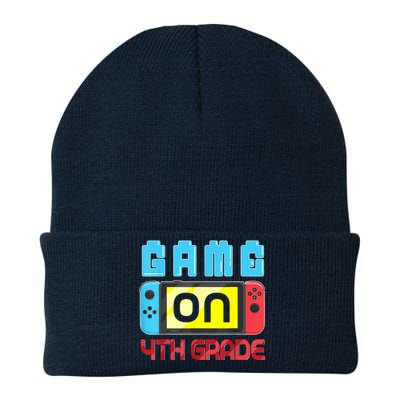 Game On 4th Grade Gaming Gamer Back To School Student Kids Knit Cap Winter Beanie