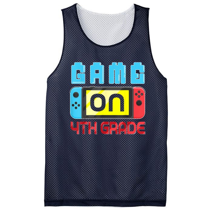 Game On 4th Grade Gaming Gamer Back To School Student Kids Mesh Reversible Basketball Jersey Tank