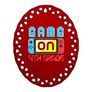 Game On 4th Grade Gaming Gamer Back To School Student Kids Ceramic Oval Ornament