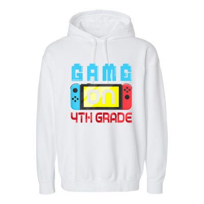 Game On 4th Grade Gaming Gamer Back To School Student Kids Garment-Dyed Fleece Hoodie