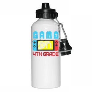 Game On 4th Grade Gaming Gamer Back To School Student Kids Aluminum Water Bottle