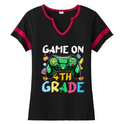 Game On 4Th Grade Back To School Gamer Gaming Gamer Gift Ladies Halftime Notch Neck Tee