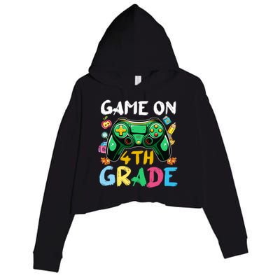 Game On 4Th Grade Back To School Gamer Gaming Gamer Gift Crop Fleece Hoodie