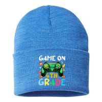 Game On 4Th Grade Back To School Gamer Gaming Gamer Gift Sustainable Knit Beanie