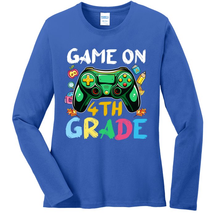 Game On 4Th Grade Back To School Gamer Gaming Gamer Gift Ladies Long Sleeve Shirt