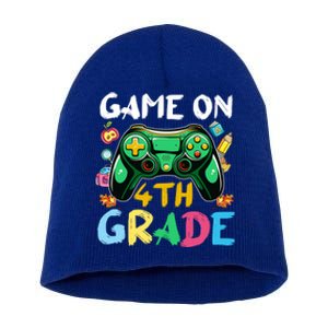 Game On 4Th Grade Back To School Gamer Gaming Gamer Gift Short Acrylic Beanie