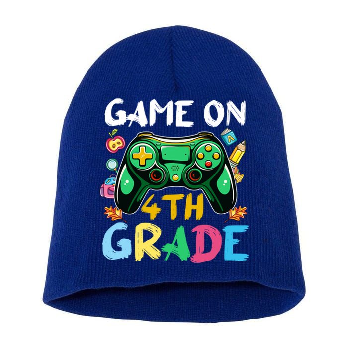 Game On 4Th Grade Back To School Gamer Gaming Gamer Gift Short Acrylic Beanie