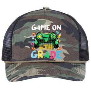 Game On 4Th Grade Back To School Gamer Gaming Gamer Gift Retro Rope Trucker Hat Cap