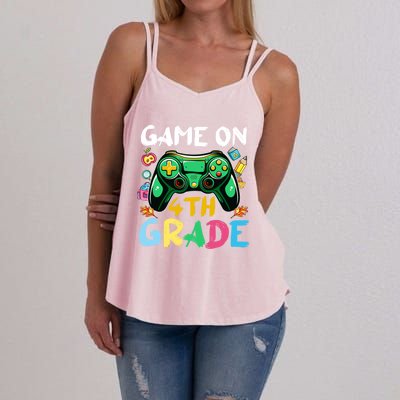 Game On 4Th Grade Back To School Gamer Gaming Gamer Gift Women's Strappy Tank