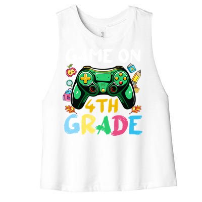 Game On 4Th Grade Back To School Gamer Gaming Gamer Gift Women's Racerback Cropped Tank