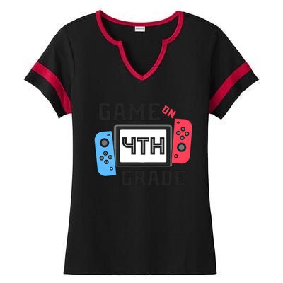 Game On 4th Grade Back To School Ladies Halftime Notch Neck Tee