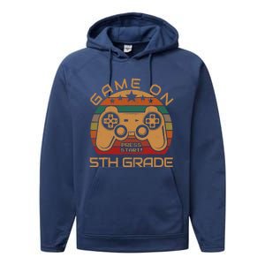 Game On 5th Grade First Day Gamer Gift Back to School Performance Fleece Hoodie