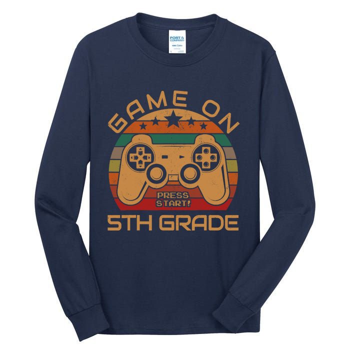 Game On 5th Grade First Day Gamer Gift Back to School Tall Long Sleeve T-Shirt