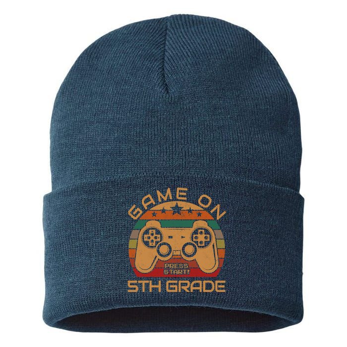 Game On 5th Grade First Day Gamer Gift Back to School Sustainable Knit Beanie