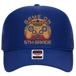 Game On 5th Grade First Day Gamer Gift Back to School High Crown Mesh Back Trucker Hat